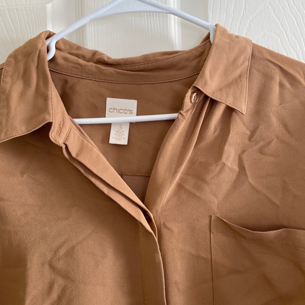 Chico’s solid button down shirt